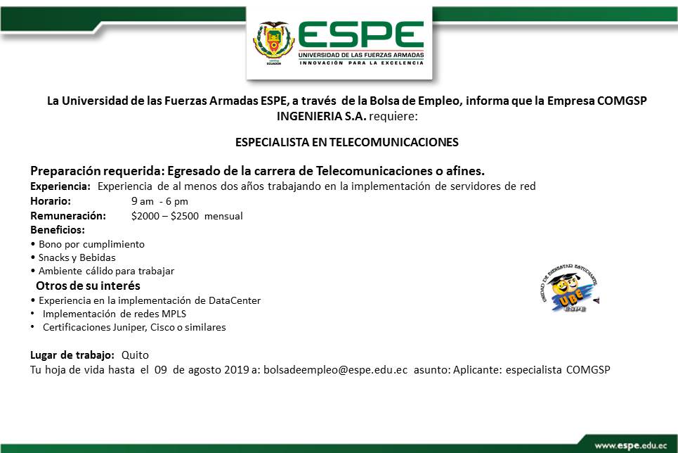 ESPECIALISTA TELECOMUNICACIONES